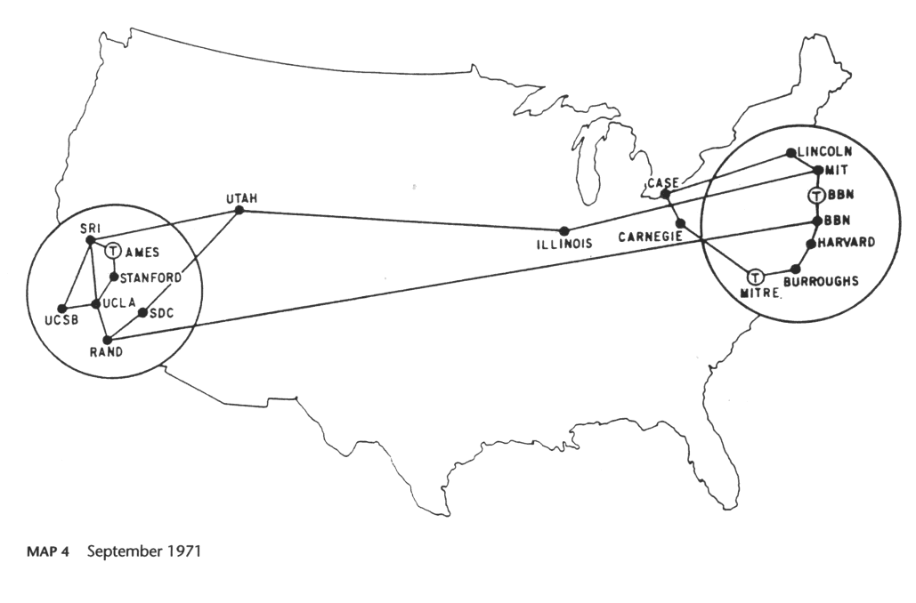 Internet topology in 1971